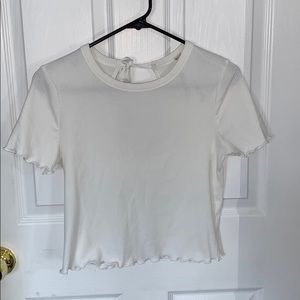 White ribbed open back shirt